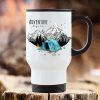 Auf dem Bild ist das Produkt: Edelstahl Thermobecher bedruckt Zelt Lagerfeuer Berge Adventure begins To Go Becher zum Preis von €21.9 abgebildet.