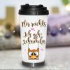 Auf dem Bild ist das Produkt: Edelstahl Thermobecher Kaffeebecher to go Eule Mir reichts ich geh schaukeln Tasse isoliert zum Preis von €26.9 abgebildet.