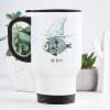 Auf dem Bild ist das Produkt: Edelstahl Thermobecher To go Fisch mit Haifischflosse Just do it Geschenk Geburtstag Kaffeebecher maritim 390 ml mit Griff zum Preis von €21.9 abgebildet.