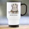 Auf dem Bild ist das Produkt: Edelstahl Thermobecher To Go Schön dass es dich gibt Maus und Elefant Geschenk Geburtstag Kaffeebecher 390ml mit Griff zum Preis von €21.9 abgebildet.