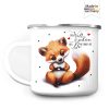 Auf dem Bild ist das Produkt: Emaille Campingbecher Fuchs Die Welt ist schön, weil du mit drauf bist Fuchstasse Geschenk Tasse zum Preis von €18.9 abgebildet.
