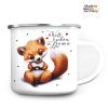 Auf dem Bild ist das Produkt: Emaille Campingbecher Fuchs Die Welt ist schön, weil du mit drauf bist Fuchstasse Geschenk Tasse zum Preis von €18.9 abgebildet.