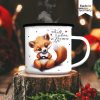 Auf dem Bild ist das Produkt: Emaille Campingbecher Fuchs Die Welt ist schön, weil du mit drauf bist Fuchstasse Geschenk Tasse zum Preis von €18.9 abgebildet.