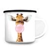 Auf dem Bild ist das Produkt: Emaille Campingbecher Giraffe Bubblegum Blase Kaugummiblase Geschenk Camper zum Preis von €18.9 abgebildet.