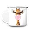 Auf dem Bild ist das Produkt: Emaille Campingbecher Giraffe Bubblegum Blase Kaugummiblase Geschenk Camper zum Preis von €18.9 abgebildet.