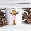 Auf dem Bild ist das Produkt: Emaille Campingbecher Giraffe Bubblegum Blase Kaugummiblase Geschenk Camper zum Preis von €18.9 abgebildet.