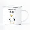 Auf dem Bild ist das Produkt: Emaille Campingbecher Möwe freundliches Moin maritimes Geburtstagsgeschenk zum Preis von €18.9 abgebildet.