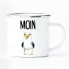 Auf dem Bild ist das Produkt: Emaille Campingbecher Möwe Moin maritimes Geburtstagsgeschenk Ostsee zum Preis von €18.9 abgebildet.