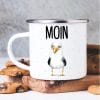 Auf dem Bild ist das Produkt: Emaille Campingbecher Möwe Moin maritimes Geburtstagsgeschenk Ostsee zum Preis von €18.9 abgebildet.