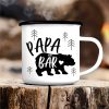 Auf dem Bild ist das Produkt: Emaille Campingbecher Papa Bär Bester Papa der Welt Outdoorgeschirr Geschenk Geburtstag Vatertagsgeschenk zum Preis von €18.9 abgebildet.