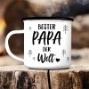 Auf dem Bild ist das Produkt: Emaille Campingbecher Papa Bär Bester Papa der Welt Outdoorgeschirr Geschenk Geburtstag Vatertagsgeschenk zum Preis von €18.9 abgebildet.
