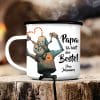 Auf dem Bild ist das Produkt: Emaille Campingbecher Papa du bist der Beste personalisiert Wunschname Geschenk Geburtstag Vatertag 300 ml zum Preis von €18.9 abgebildet.