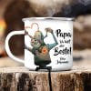 Auf dem Bild ist das Produkt: Emaille Campingbecher Papa du bist der Beste personalisiert Wunschname Geschenk Geburtstag Vatertag 300 ml zum Preis von €18.9 abgebildet.