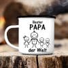 Auf dem Bild ist das Produkt: Emaille Campingbecher Strichmännchen Bester Papa der Welt Geschenk Geburtstag Vatertag 300 ml zum Preis von €18.90 abgebildet.