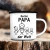 Auf dem Bild ist das Produkt: Emaille Campingbecher Strichmännchen Bester Papa der Welt Geschenk Geburtstag Vatertag 300 ml zum Preis von €18.90 abgebildet.