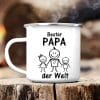 Auf dem Bild ist das Produkt: Emaille Campingbecher Strichmännchen Bester Papa der Welt Geschenk Geburtstag Vatertag 300 ml zum Preis von €18.90 abgebildet.