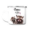 Auf dem Bild ist das Produkt: Emaille Campingbecher Waschbär Omas machen die Welt besser Kaffeetasse Geschenk Muttertag Großmutter, Weihnachtsgeschenk zum Preis von €17.9 abgebildet.