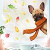 Auf dem Bild ist das Produkt: Fensterbild Bulldogge reinschauender Hund mit Schal bunte Blätter Herbst herbstlicher Fensteraufkleber Fensterdeko zum Preis von €13.90 abgebildet.