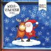 Auf dem Bild ist das Produkt: Fensterbild Weihnachten Winter Elch mit Weihnachtsmann und Schneeflocken Fensteraufkleber zum Preis von €13.90 abgebildet.