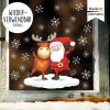 Auf dem Bild ist das Produkt: Fensterbild Weihnachten Winter Elch mit Weihnachtsmann und Schneeflocken Fensteraufkleber zum Preis von €13.90 abgebildet.