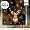 Auf dem Bild ist das Produkt: Fensterbild Weihnachten Winter Hirsch mit Schneeflocken winterliche Fensterdeko wiederverwendbar zum Preis von €13.90 abgebildet.