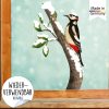 Auf dem Bild ist das Produkt: Fensterbild Weihnachten Winter wiederverwendbar Specht Ast Schnee Fensterdeko Vogel winterliche Fensterdeko zum Preis von €13.90 abgebildet.