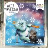 Auf dem Bild ist das Produkt: Fensterbild Weihnachten Winter Yeti Skier mit Schneeflocken Fensterdeko winterliche Fensterdeko Schneeflocken zum Preis von €13.90 abgebildet.