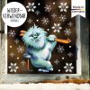 Auf dem Bild ist das Produkt: Fensterbild Weihnachten Winter Yeti Skier mit Schneeflocken Fensterdeko winterliche Fensterdeko Schneeflocken zum Preis von €13.90 abgebildet.