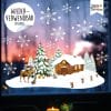 Auf dem Bild ist das Produkt: Fensterbild Weihnachten Winter Winterhäuschen Elch Fensterdeko Kinder wiederverwendbare Fensterfolie zum Preis von €13.90 abgebildet.
