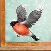 Auf dem Bild ist das Produkt: Fensterbild Winter Vogel Vögel Gimpel wiederverwendbare Fensteraufkleber Kinderzimmer Baby Kind Winterdeko zum Preis von €13.90 abgebildet.