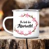 Auf dem Bild ist das Produkt: Geschenk Campingbecher Emaille Spruch Nur die besten Schwestern werden zur Tante befördert…Du bist die Allerbeste zum Preis von €17.90 abgebildet.