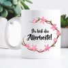 Auf dem Bild ist das Produkt: Geschenk Keramik Tasse bedruckt Beste Schwester Tante spülmaschinenfest 330 ml Fassungsvermögen zum Preis von €15.90 abgebildet.