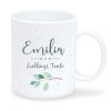 Auf dem Bild ist das Produkt: Geschenkidee Tasse bedruckt, Lieblings*mensch personalisiert mit Wunschnamen, Geburtstagsgeschenk, Zweig zum Preis von €16.9 abgebildet.