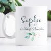 Auf dem Bild ist das Produkt: Geschenkidee Tasse bedruckt, Lieblings*mensch personalisiert mit Wunschnamen, Geburtstagsgeschenk, Zweig zum Preis von €16.9 abgebildet.