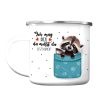 Auf dem Bild ist das Produkt: Individueller Emaille Campingbecher Waschbär Geschenk Geburtstag Kindertasse zum Preis von €18.9 abgebildet.