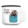 Auf dem Bild ist das Produkt: Individueller Emaille Campingbecher Waschbär Geschenk Geburtstag Kindertasse zum Preis von €18.9 abgebildet.