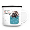 Auf dem Bild ist das Produkt: Individueller Emaille Campingbecher Waschbär Geschenk Geburtstag Kindertasse zum Preis von €18.9 abgebildet.