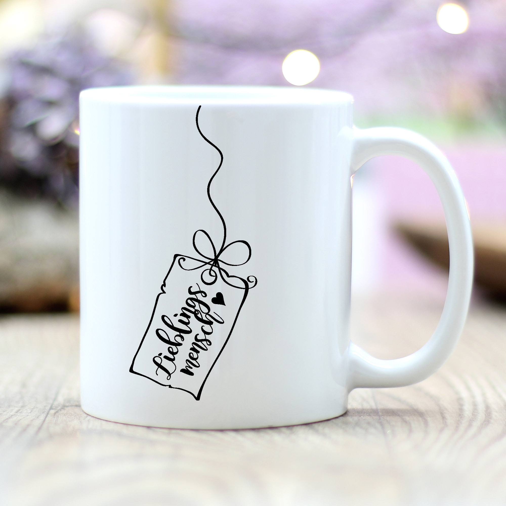 Keramik Tasse bedruckt Lieblingsmensch Geschenk Kaffeebecher Kaffeetasse