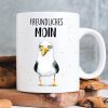 Auf dem Bild ist das Produkt: Keramik Tasse Möwe freundliches Moin maritim, Geschenkidee Geburtstag zum Preis von €15.90 abgebildet.