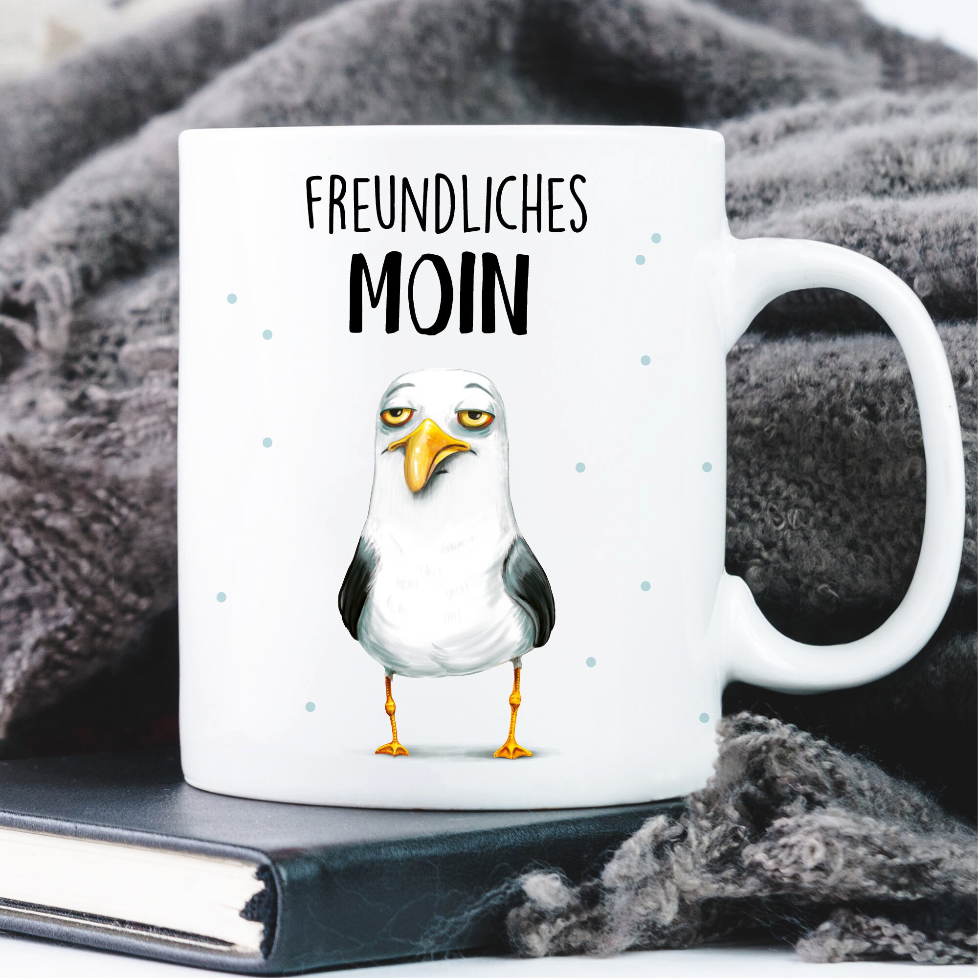 Keramik Tasse Möwe freundliches Moin maritim, Geschenkidee Geburtstag