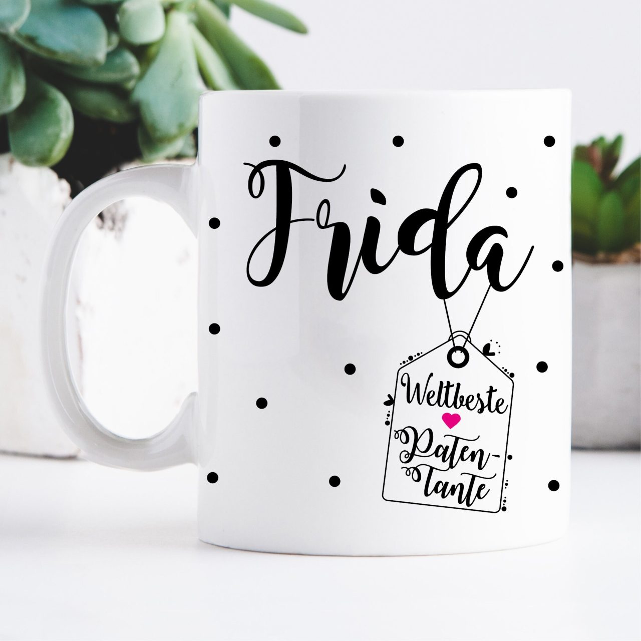 WarmherzIch Kaffeebecher "Glück Ist..." - Personalisierte Tasse Für Patenonkel, Bruder & Freunde (Weiß-Bordeaux, 330 Ml)