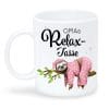 Auf dem Bild ist das Produkt: Keramiktasse bedruckt Faultier Relax Tasse personalisiertes Geschenk Mama Muttertag zum Preis von €18.9 abgebildet.