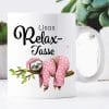 Auf dem Bild ist das Produkt: Keramiktasse bedruckt Faultier Relax Tasse personalisiertes Geschenk Mama Muttertag zum Preis von €18.9 abgebildet.