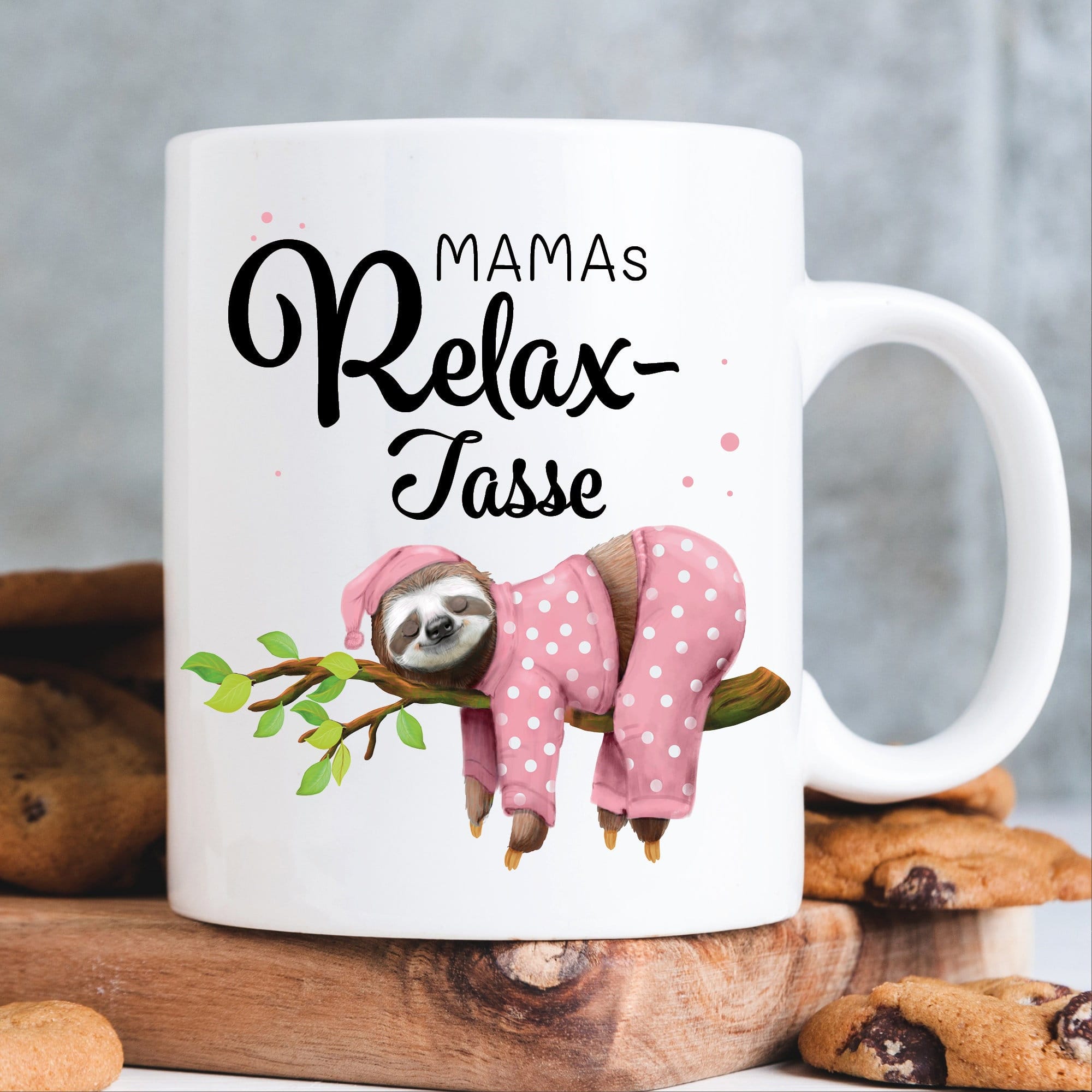 Keramiktasse bedruckt Faultier Relax Tasse personalisiertes Geschenk Mama Muttertag