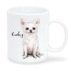 Auf dem Bild ist das Produkt: Keramiktasse bedruckt Hund Chihuahua mit Wunschnamen Kaffeetasse personalisiert Geschenk Geburtstag 330 ml zum Preis von €18.9 abgebildet.