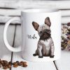 Auf dem Bild ist das Produkt: Keramiktasse bedruckt Hund Französische Bulldogge mit Wunschnamen Kaffeetasse personalisiert Geschenk Geburtstag 330 ml zum Preis von €18.9 abgebildet.