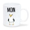 Auf dem Bild ist das Produkt: Keramiktasse Möwe Moin maritim Geschenkidee Geburtstag Kaffeetasse 330 ml zum Preis von €15.90 abgebildet.