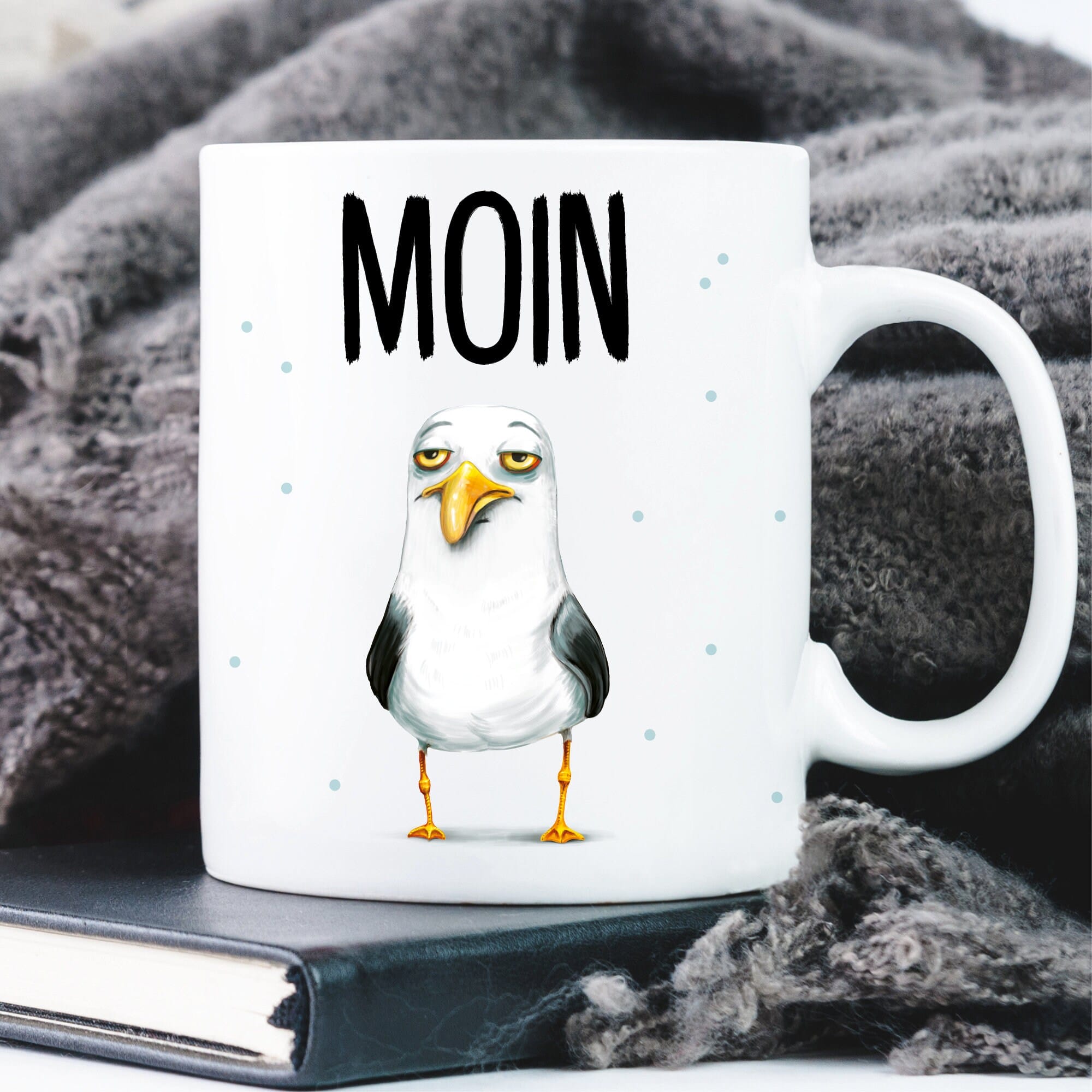 Keramiktasse Möwe Moin maritim Geschenkidee Geburtstag Kaffeetasse 330 ml