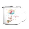 Auf dem Bild ist das Produkt: Kindertasse Campingbecher Emaille Maus mit Luftballons Geschenk personalisiert mit Wunschnamen zum Preis von €18.9 abgebildet.