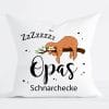 Auf dem Bild ist das Produkt: Kissen Faultier Opas Schnarchecke Polyester 40×40 cm Geschenk Geburtstag Großvater zum Preis von €11.90 abgebildet.